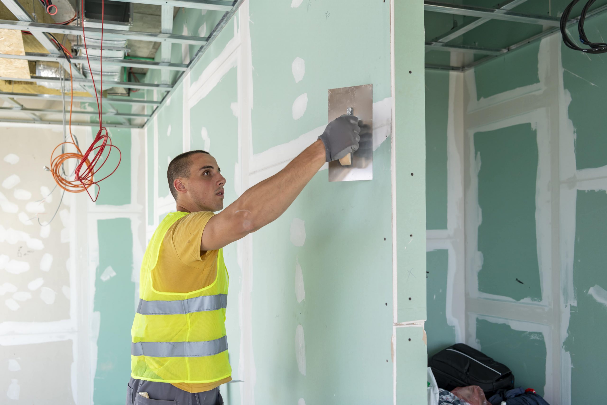 Drylining installation in progress